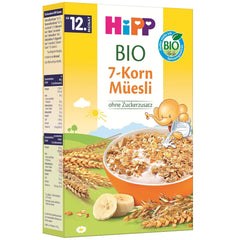 Muesli biologico HiPP con 7 cereali (8 x 200 g), a partire da 12 mesi, senza zuccheri aggiunti, pezzi extra fini - facile da masticare, migliore qualità biologica