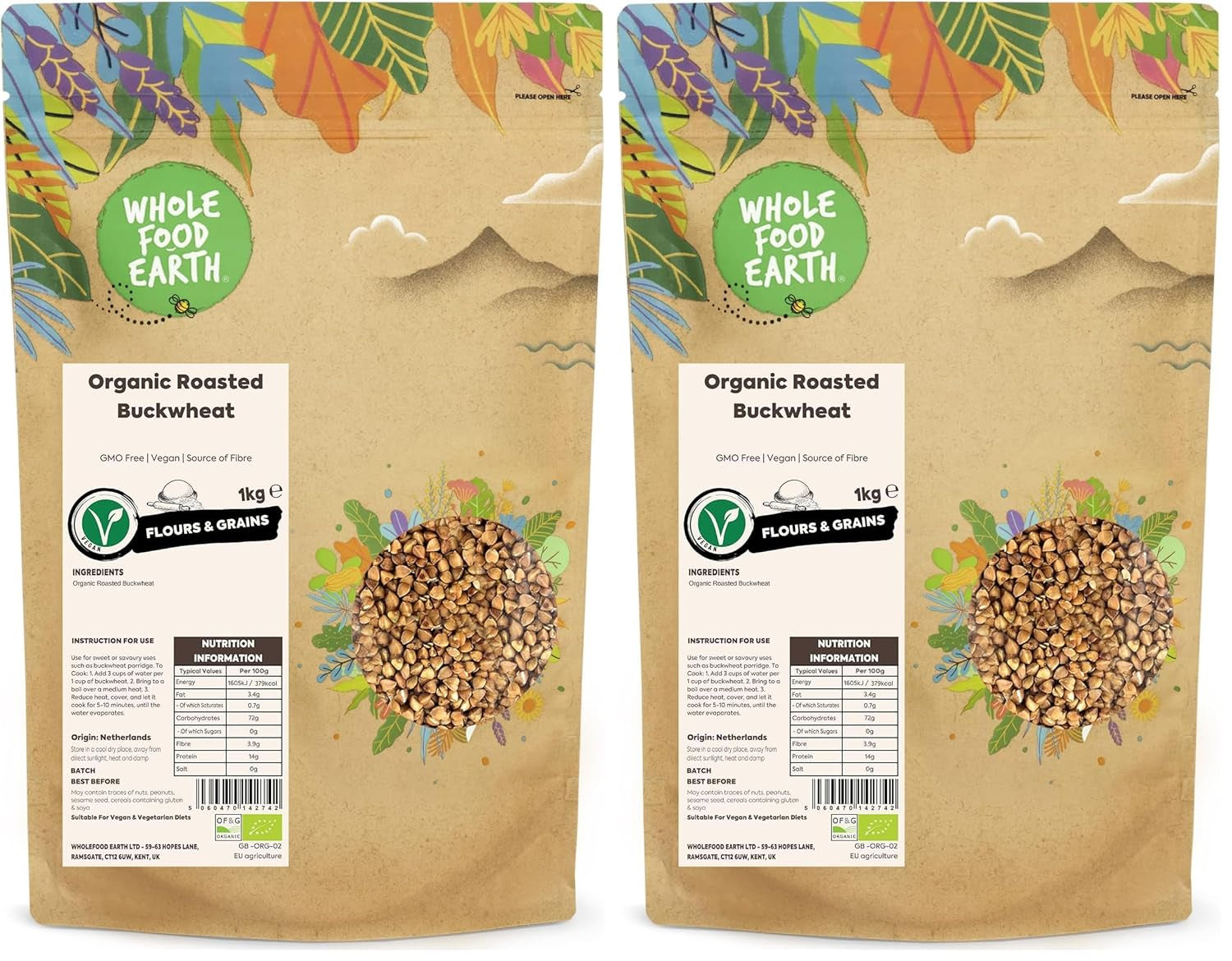 Grano saraceno tostato biologico Wholefood Earth, 1 kg