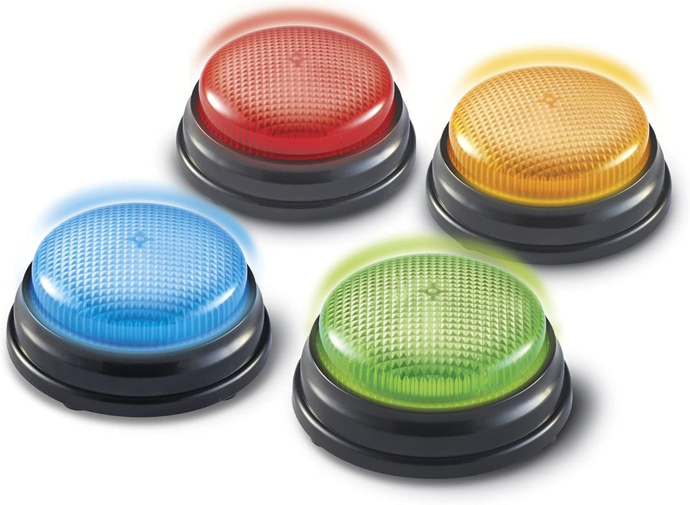 Learning Resources Light & Sound Buzzer jocuri educaționale de la 3 ani Jucărie de întrebări pentru copii cu 4 sunete diferite pentru serile de jocuri și sălile de clasă Jucarii Bebe Naty Shop