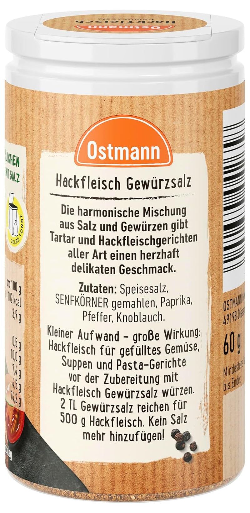 Ostmann Gewürze - Hackfleisch Gewürzsalz | Gewürz für Hackfleisch, Buletten oder Cevapcici | 60 g di Streudose