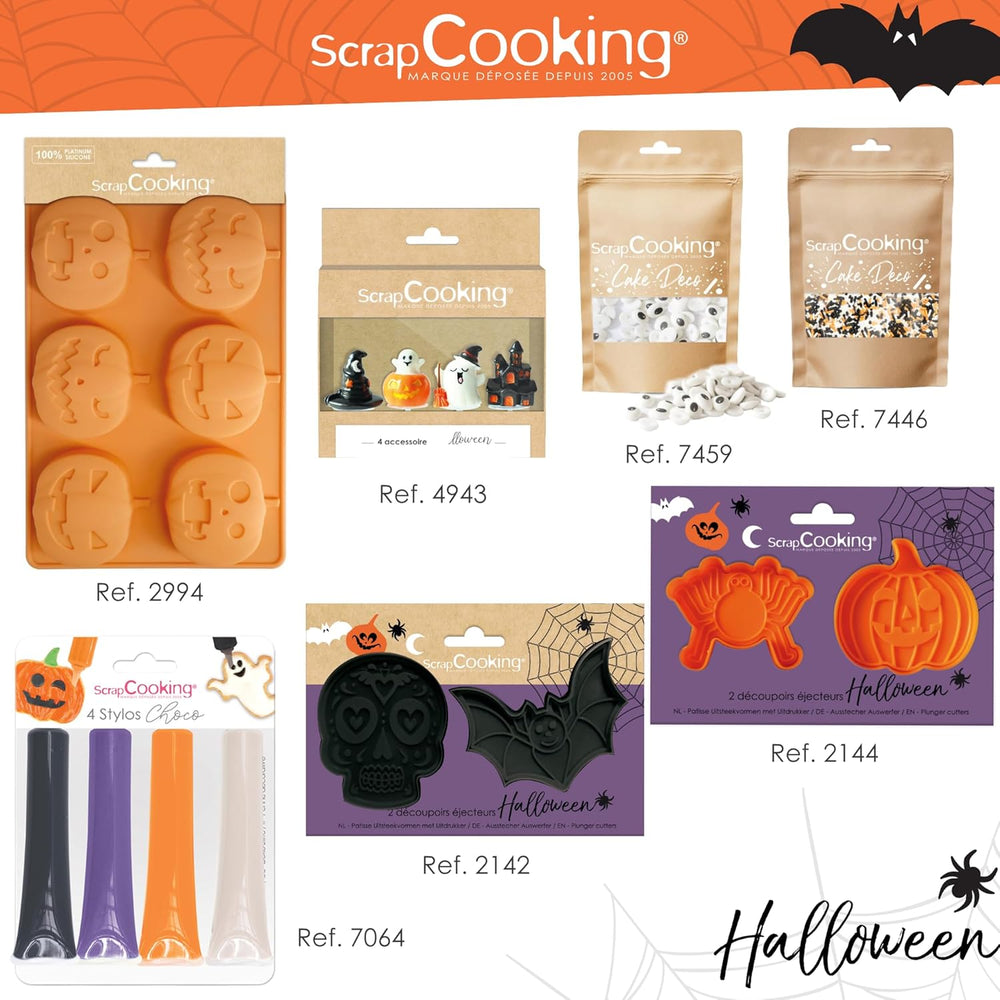ScrapCooking - 2 Forme de Biscuiți Halloween – Calavera și Liliac – Forme de Biscuiți 3D – Forme de Gofrare – Craniu Mexican – Forme de Biscuiți – 2142
