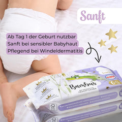 Salviettine umidificate Millis Bamboo Baby Sensitive per la pelle delicata del bambino - 5 x 60 pezzi - Pulizia naturale, delicata e sostenibile - Salviette biodegradabili per neonati, senza plastica e senza alcool