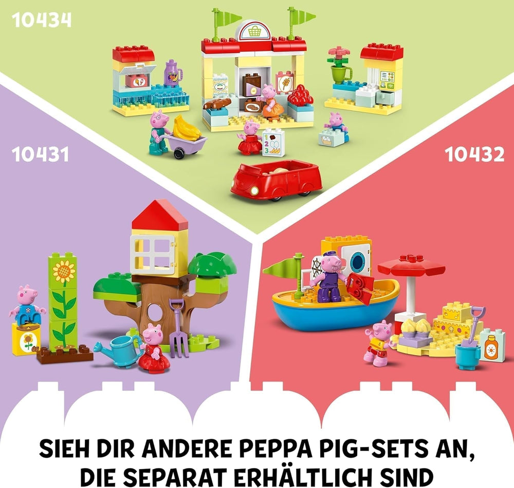 LEGO DUPLO La casa del compleanno di Peppa: giocattolo creativo a 3 personaggi, costruisci e ricostruisci la casa giocattolo per bambini di 2 anni, ragazzi e ragazze, promuove la destrezza 10433 Set da costruzione Besuche den LEGO-Store