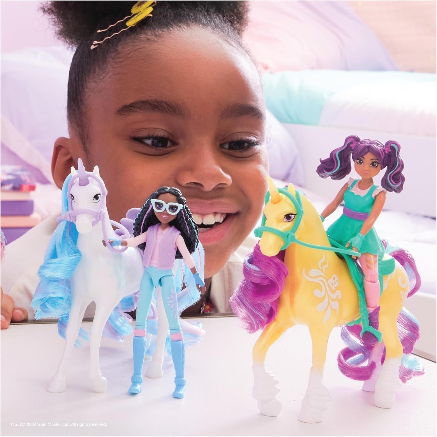 Unicorn Academy AVA și Unicorn Leaf Set - Figurine originale de aproximativ 12 cm înălțime din popularul serial Netflix Cu două accesorii și perii de păr Pentru jocuri de rol imaginative, pentru copii cu vârsta de 4 ani și peste Action figures Naty Shop