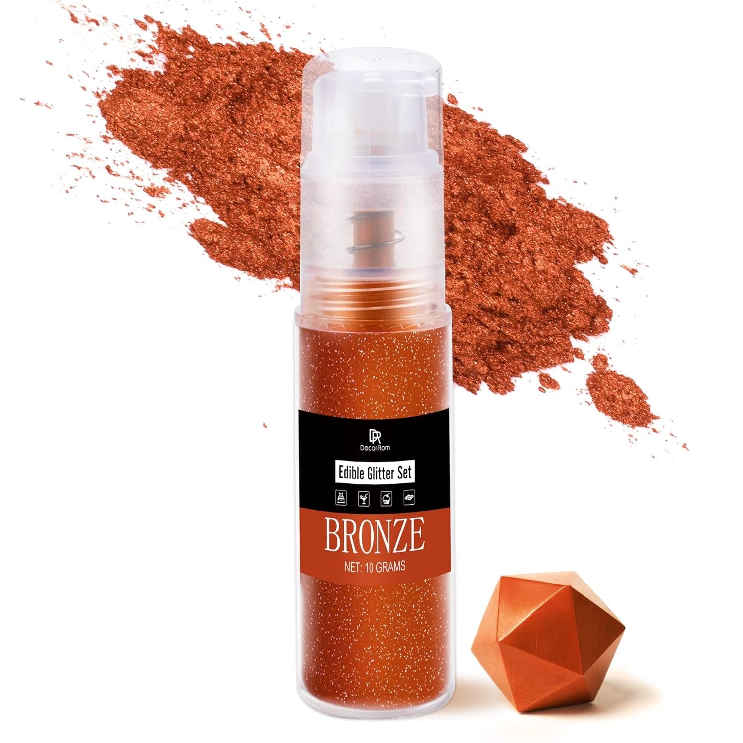 DecoRom, glitter comestibil, praf, 10 grame Glitter Naty Shop Bronz