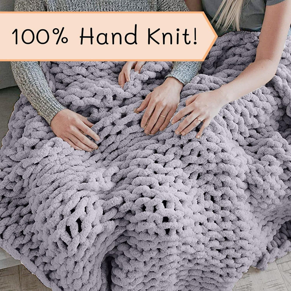 Coperta a maglia grossa, plaid, 100% lavorata a mano con filato di ciniglia jumbo (127 X 152,4 cm, grigio lilla) Letti e coperte Adyrescia