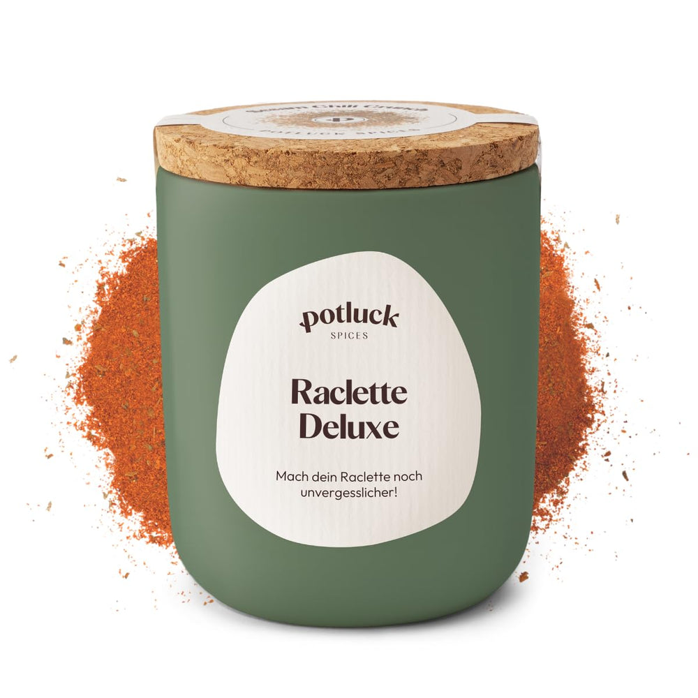 Potluck | Raclette Gewürz | Würzmischung im Keramiktopf | 70g| Vegano, senza glutine e con ingredienti naturali