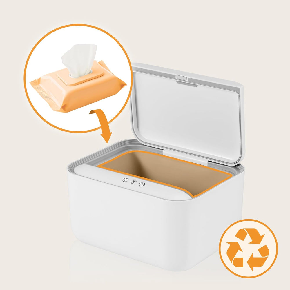 Lionelo BABYBLISS 20W Scalda salviette umidificate e asciugamani piccoli, 20W per neonati, luce notturna integrata, 3 impostazioni di calore, pannello touch, mantiene le salviette umide