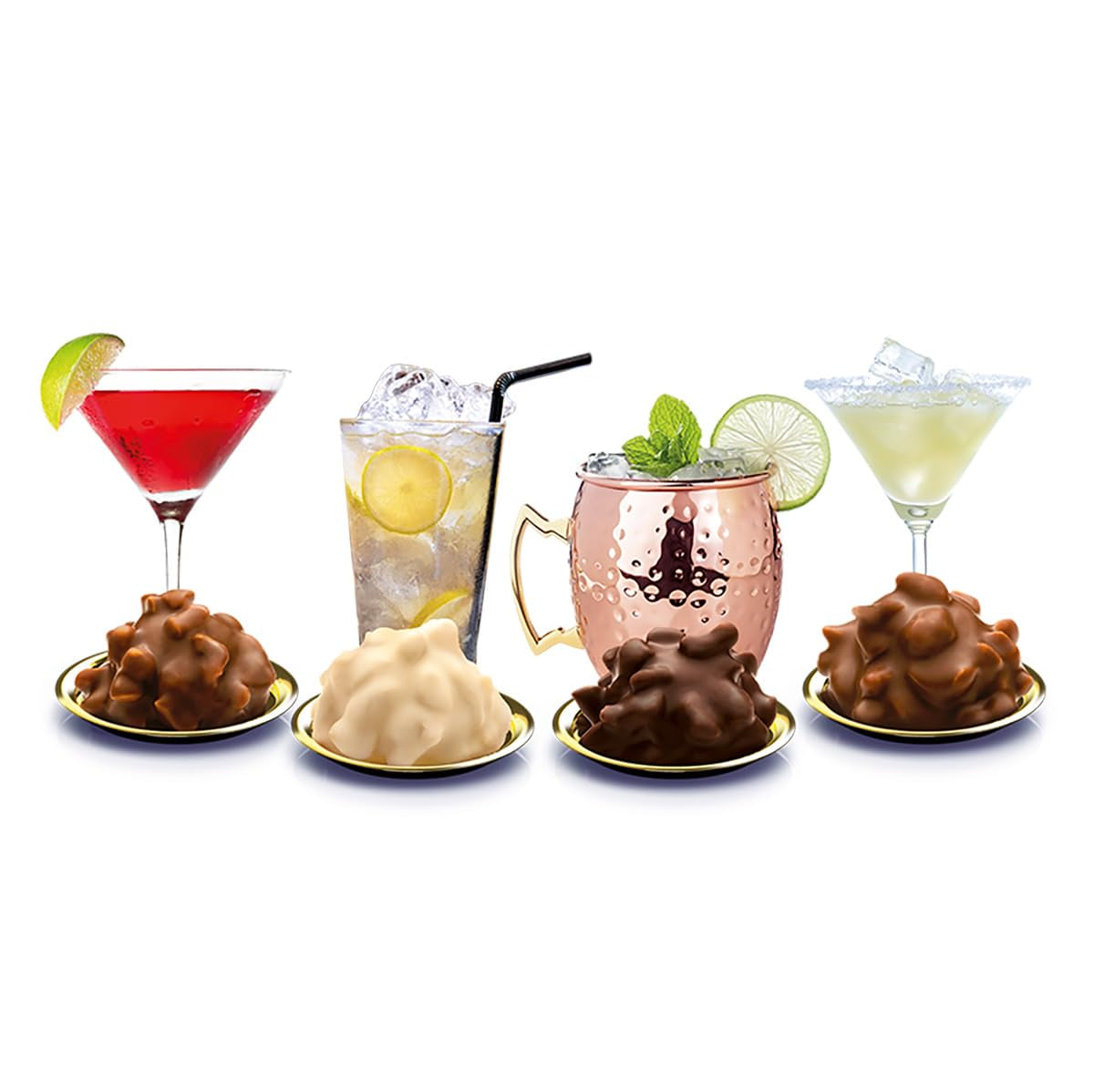 Edle Tropfen in Nuss Vodka Lounge 100g, praline di cioccolato ripiene di liquido con glassa di cioccolato al latte e pezzetti croccanti di nocciola
