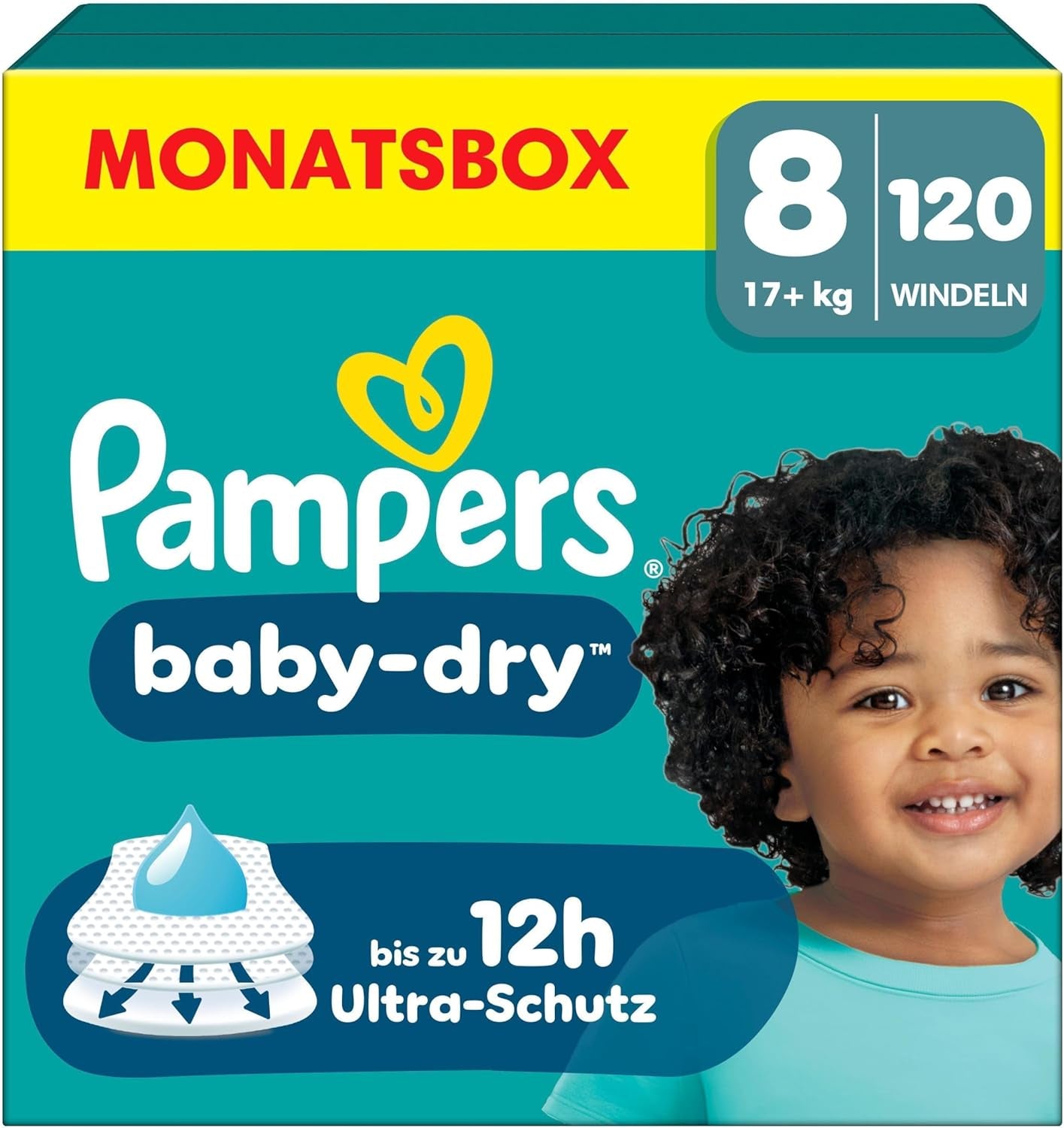 Pannolini Pampers Baby-Dry taglia 5, 174 pannolini, 11 kg - 16 kg, protezione dalle perdite fino al 100% e comfort per tutta la notte