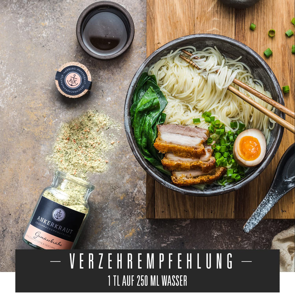 Ankerkraut Gemüsebrühe, ohne Gemsckverstärker, ohne Zucker, 90g in vetro di sughero, Mischung würzender Ingredient für Brühe