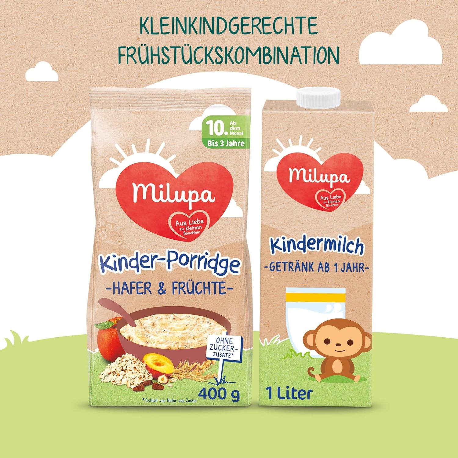Milupa Baby Porridge - Porridge di avena e frutta da 10 mesi a 3 anni Alimenti per bambini 1 x 400 g (confezione da 2)