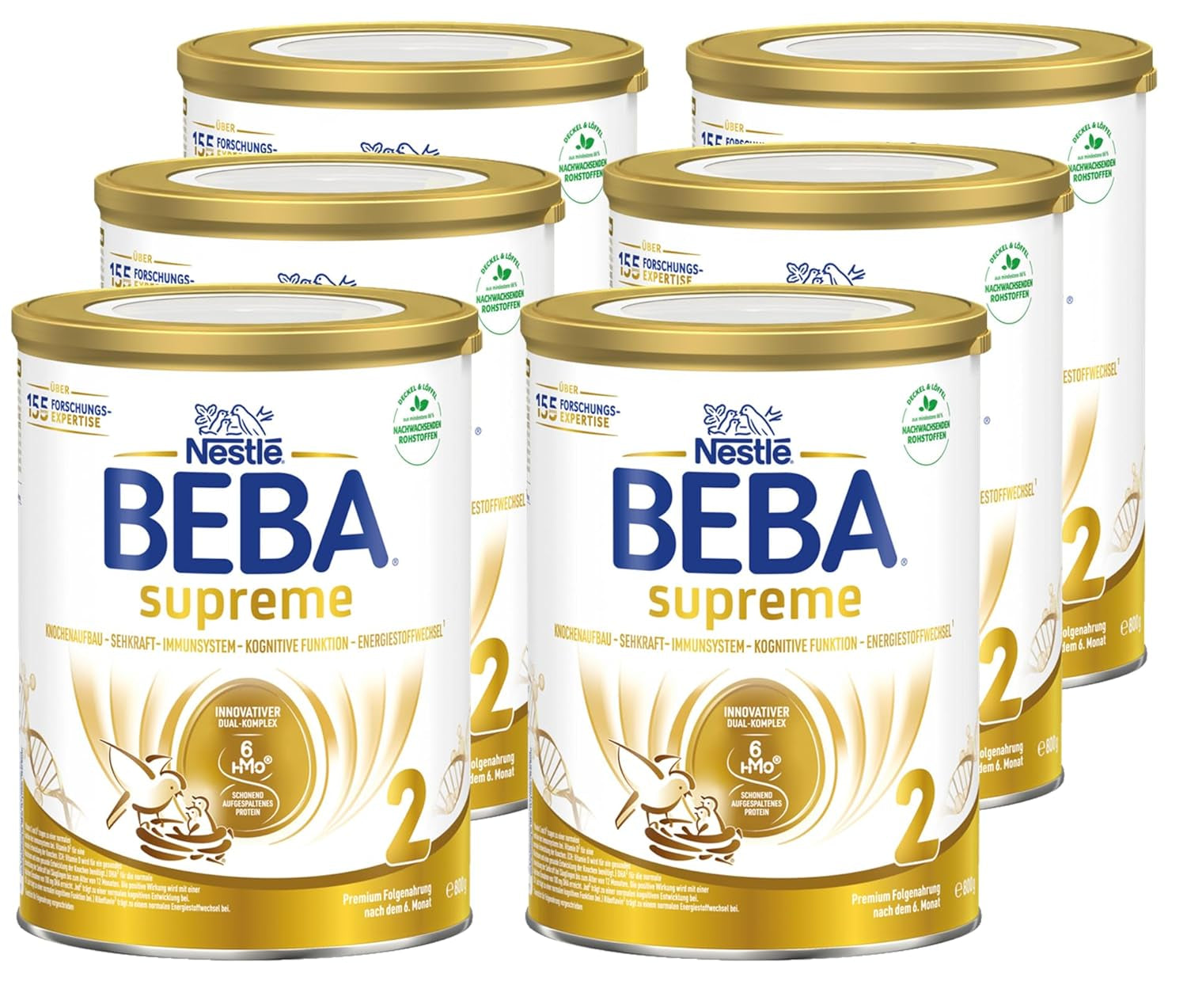 BEBA SUPREME 2 Latte di proseguimento dopo 6 mesi, solo lattosio, senza olio di palma, conf. da 6 (6 x 800g) Naty Shop