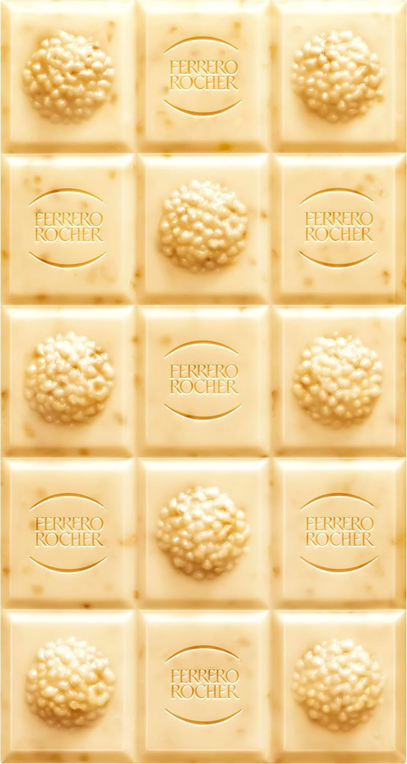 Tavoletta Ferrero Rocher - Cioccolato Bianco con Nocciola - Regalo di San Valentino per Lui e per Lei - 1 Tavoletta di Cioccolato x 90g