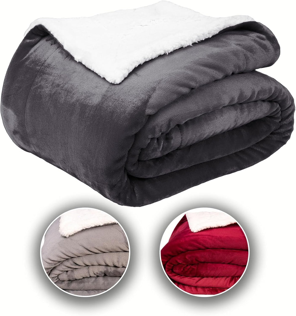 Comoda coperta Komfortec 150X200 Cm, soffice coperta in pile certificata Oeko-Tex, calda coperta sherpa per il divano, coperta spessa per il divano, Letti e coperte bordeaux Besuche den Komfortec-Store Antracite 150 X 200 Cm