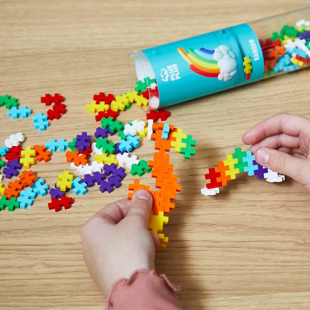 Plus-Plus 9604262 Geniales Konstruktionspielzeug, Regenbogen, Kreativ-Bausteine ​​​​Tube, 240 Teile
