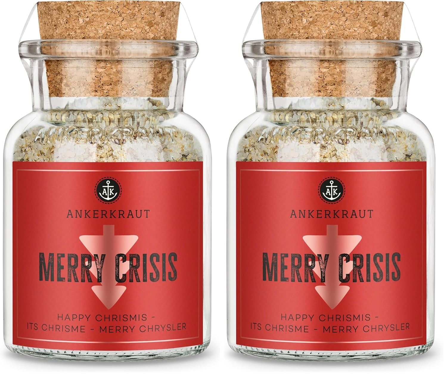 Ankerkraut "Merry Crisis" Anlass-Gewürz, Aioli Pfeffer Salz zum Verschenken, Gewürz Geschenk mit Knoblauch, 155 g im Corkenglas