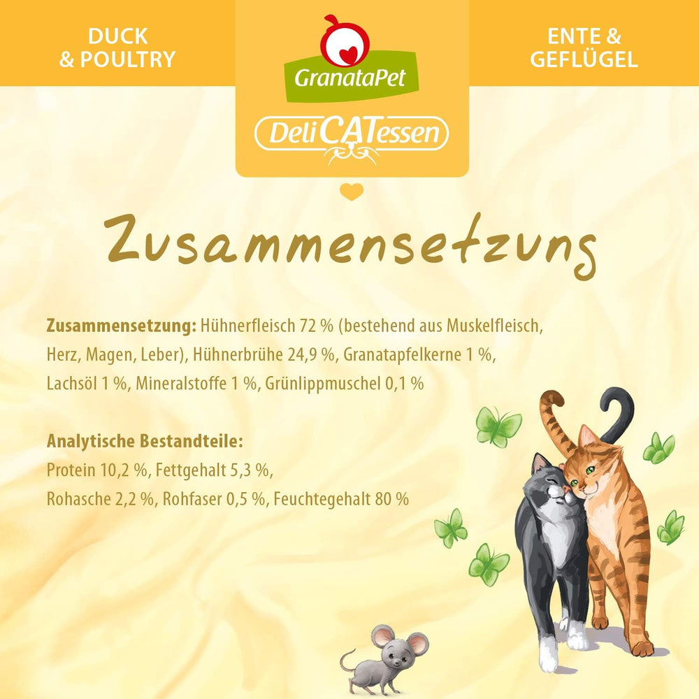 GranataPet DeliCatessen Huhn PUR, Nassfutter für Katzen, Futter ohne Getreide & ohne Zuckerzusätze, Katzenfutter mit hohem Fleischanteil & hochwertigen Ölen, 6 x 400 g