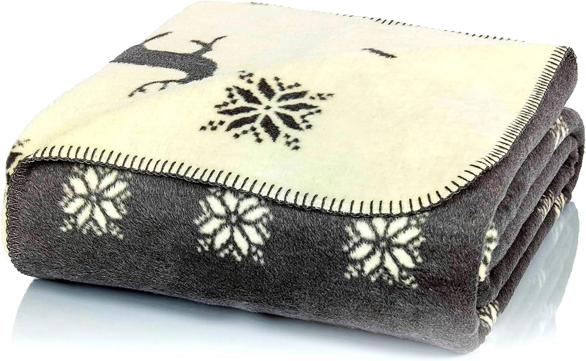 Glart Coperta con Renna Grigio-Beige XL 150X200 cm, Coperta in Lana Morbida e Calda come Coperta per Divano, Copridivano e Copriletto, Plaid in Peluche - Senza Maniche. Ideale per il divano e la cameretta dei bambini. Letti e Coperte Glart Titolo predefinito