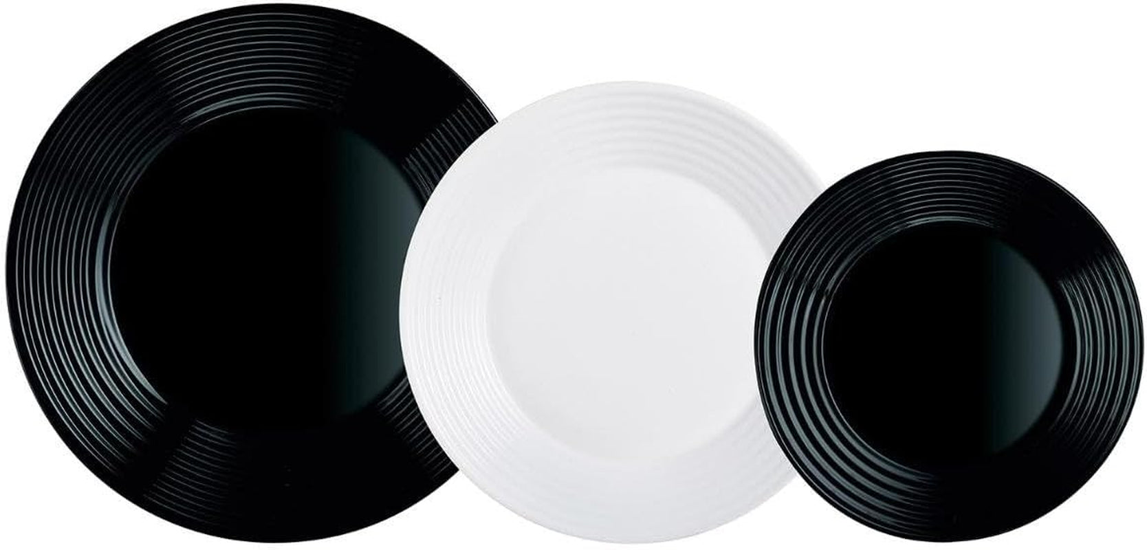 Harena N&b Glasgeschirr, 18-teilig, für 6 Personen, Weiß und Schwarz