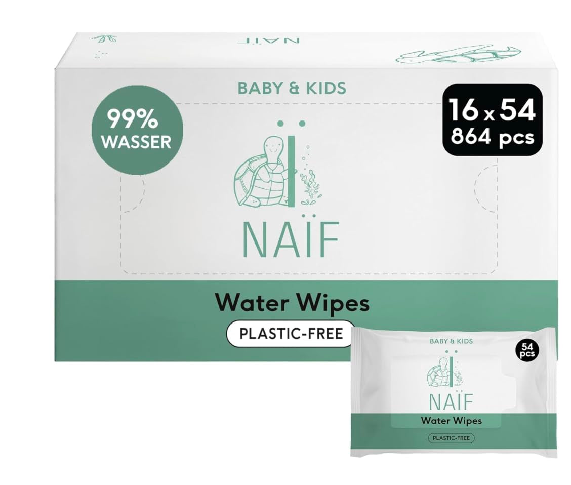 Salviette Naïf Plastic Free Baby 54 Pezzi (1 Confezione x 54 Pezzi) - Per sederino, corpo e viso del bambino - Ingredienti naturali