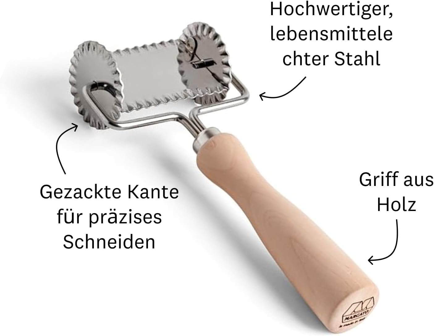 Formă de biscuiți pătrată MARCATO, zimțată, instrument pentru tort, oțel, 6 cm, tăiere precisă, robustă și durabilă