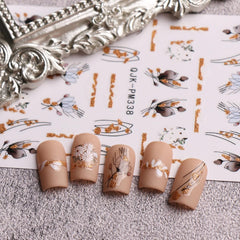 JMEOWIO Nagelsticker Blumen Glitzer 9 Blatt Nail Art Sticker Selbstklebend Nagelaufkleber Frühling Sommer Blumen Dekoration Nageldesign Zubehör