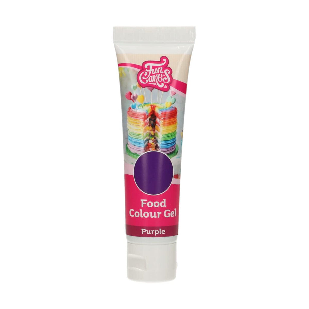 Funcakes Food Color Gel Violet: Colorant alimentar foarte concentrat pentru aluat, cremă, fondant și marțipan. Dozare ușoară. Picătură individuală pentru a crea culori vibrante. Halal. 30 g.