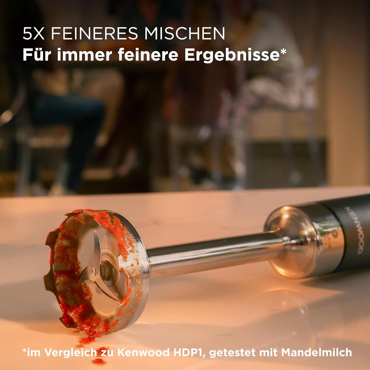 Kenwood Triblade XL Pro Stabmixer HBM80.322BK, 1200W, velocità variabile, Edelstahl(Pürierfuß), Schneebesen, Emulgieraufsatz, 500Ml Zerkleiner, 700 & 250Ml Becher, Spülmaschinenfeste Teile Bucatarie Naty Shop