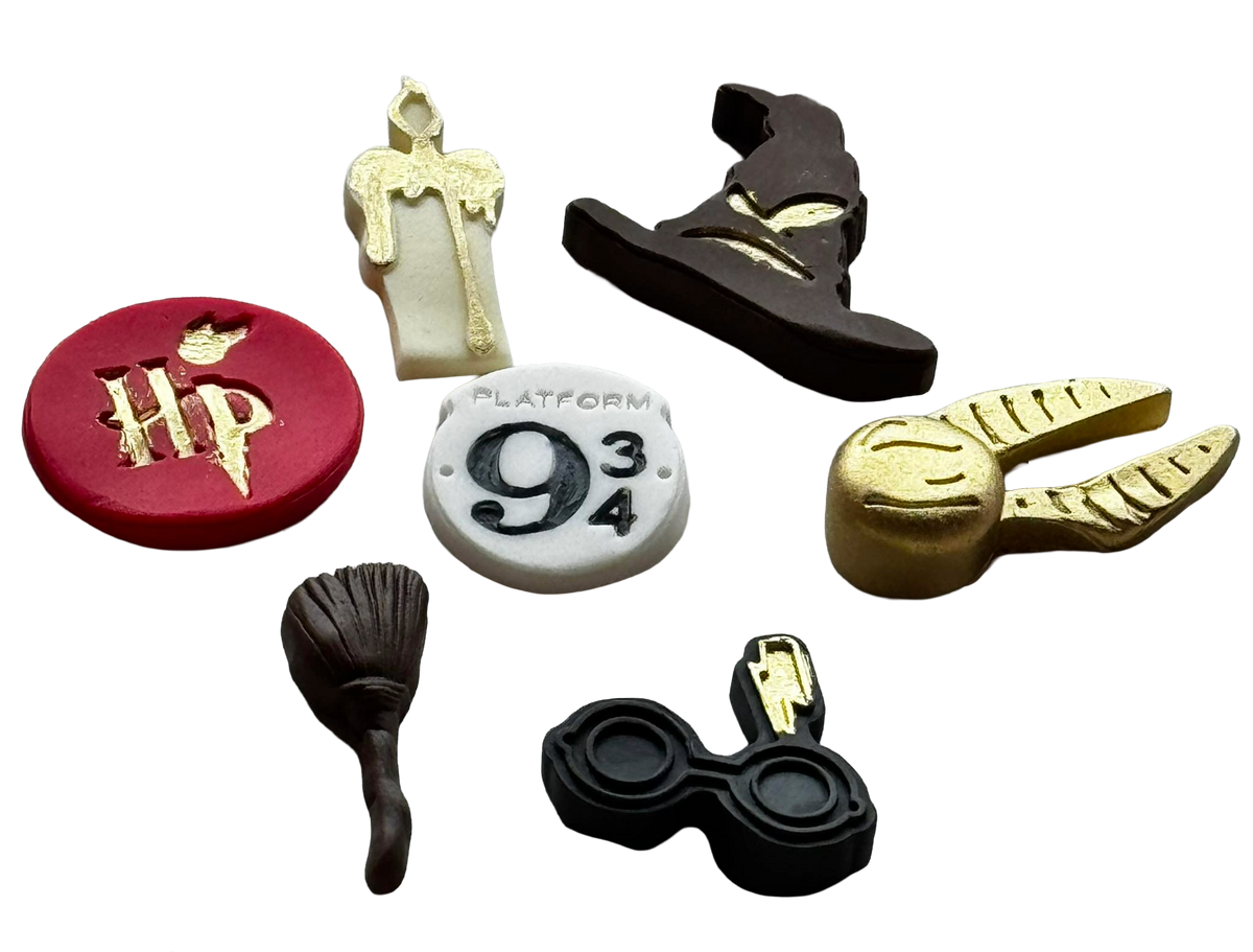 Harry Potter – Set di 7 decorazioni commestibili in pasta di zucchero, tema Hogwarts