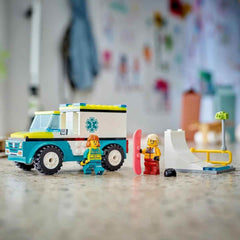 Ambulanza e snowboarder LEGO City, set da gioco ambulanza con macchinina e 2 minifigure, personaggio dello snowboarder e del paramedico, regalo fantasioso per ragazzi e ragazze dai 4 anni 60403 Set da costruzione Besuche den LEGO-Store
