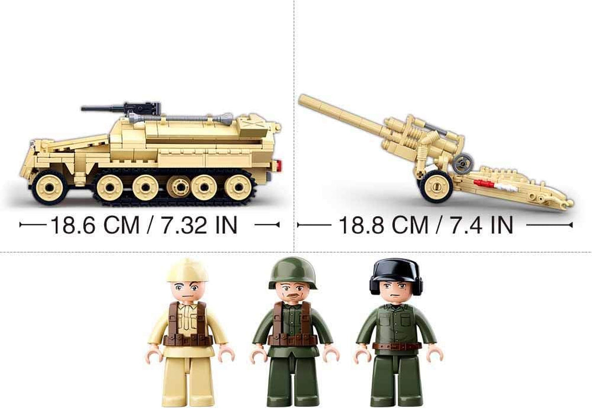 WWII - Deutsches Halbkettenfahrzeug [M38-B0695], Spielset , Klemmbausteine, Soldaten, mit Spielfigur, Army WWII, Für Kinder ab 4 Jahren, Sluban SL95566