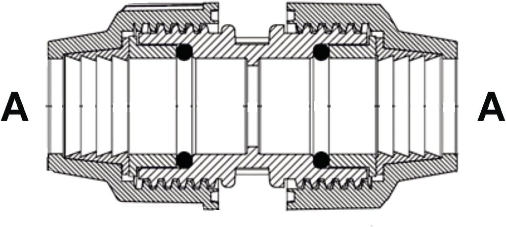 Cuplaj pentru sistem de irigații Cornat T610032, pentru țeavă PE, Ø 32 mm, polipropilenă, pentru apă rece