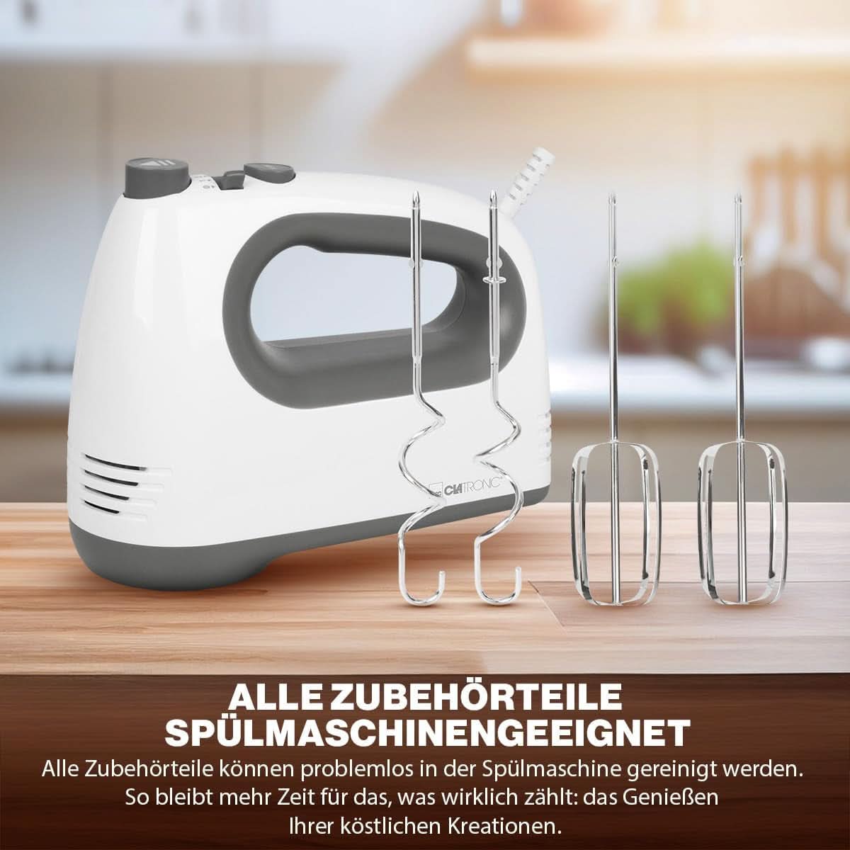 Mixer Clatronic | Motore Kraftvoller da 400 Watt | Sbattitore manuale | Turbostufe & 5 Geschwindigkeitsstufen | Sbattitore manuale | Spülmaschinengeeignete Edelstahlquirle Und -Knethaken | HM 3775 Cucina Naty Shop