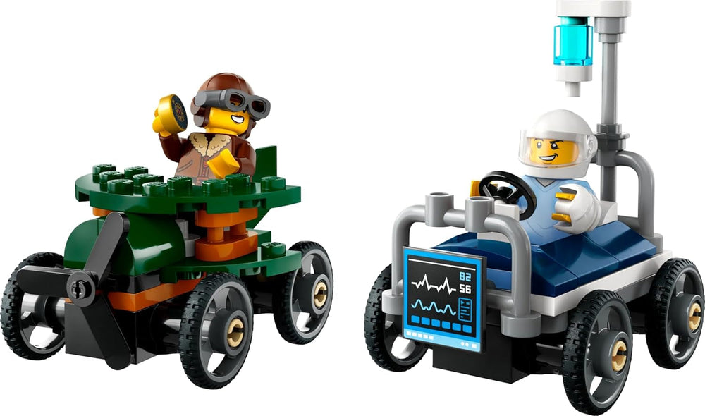 LEGO City Aereo vs. Set auto da corsa per letto d'ospedale - Giocattolo Soapbox per ragazzi e ragazze dai 5 anni - Set da costruzione con 2 minifigure - Regalo di compleanno e di festa 60459 Set da costruzione Besuche den LEGO-Store