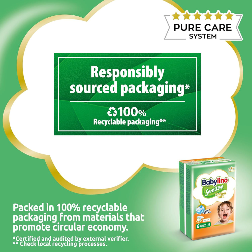 Pannolini per bambini sensibili, taglia 6, extra large (13-18 kg), 114 pannolini