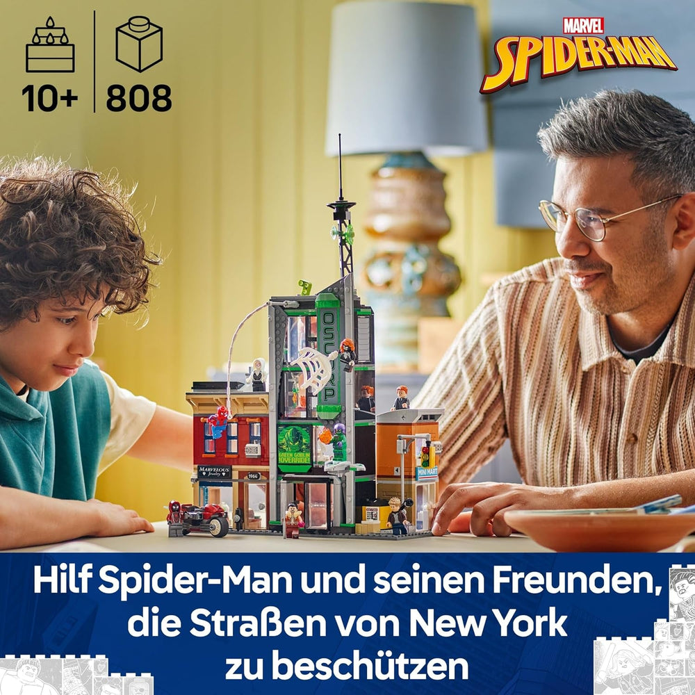 LEGO ǀ Marvel Spider-Man vs. Oscorp - Bauset zum Sammeln für Kinder mit 8 Minifiguren, darunter auch Spider-Woman, Miles Morales, Ghost Spider und Green Goblin - Geschenk ab 10 Jahren - 76324