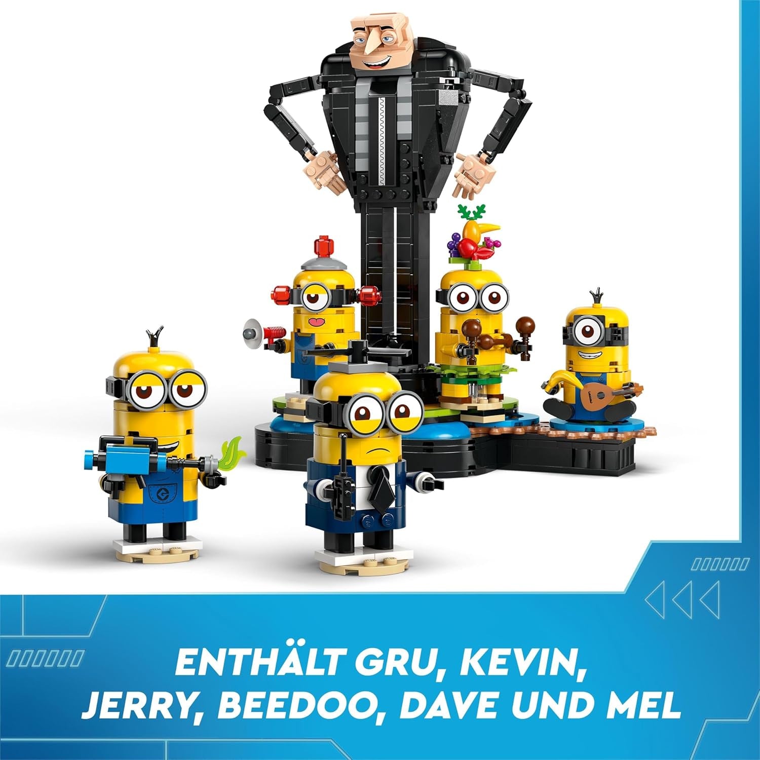 LEGO I - Pur și simplu Incorigibil 4 Gru și Minionii Cărămizi, personaje de film de jucărie dansatoare pentru a construi, juca și expune, cadou pentru băieți și fete 75582 Seturi de constructie Besuche den LEGO-Store