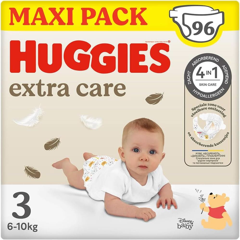 Pannolini Huggies Extra Care, taglia 3 (4-9 kg), conf. da 96 Pannolini Mamma e Bambino Naty Shop