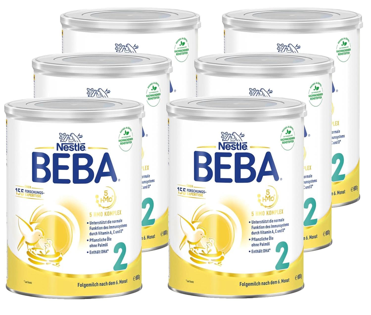 Nestlé BEBA 2 Latte di proseguimento in polvere dopo il 6° mese, con complesso 5 HMO, solo lattosio, senza olio di palma, confezione da 3 (3 X 800G) Mamma e bambino Naty Shop Dopo il 6° mese 6 x 800 grammi