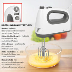 Mixer Clatronic | Motore Kraftvoller da 400 Watt | Sbattitore manuale | Turbostufe & 5 Geschwindigkeitsstufen | Sbattitore manuale | Spülmaschinengeeignete Edelstahlquirle Und -Knethaken | HM 3775 Cucina Naty Shop