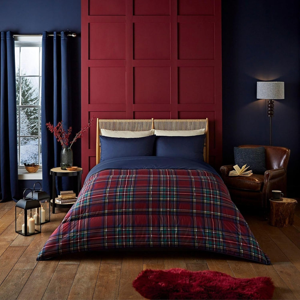 Night Lark accogliente coperta in pile Sherpa, classico tartan rosso, 9 Tog, lussuosa, soffice, spessa e reversibile, perfetta per divano, letto, divano. Anallergico, lavabile in lavatrice, Misure: Letti e Piumini Night Lark Classic Tartan Rosso King Size