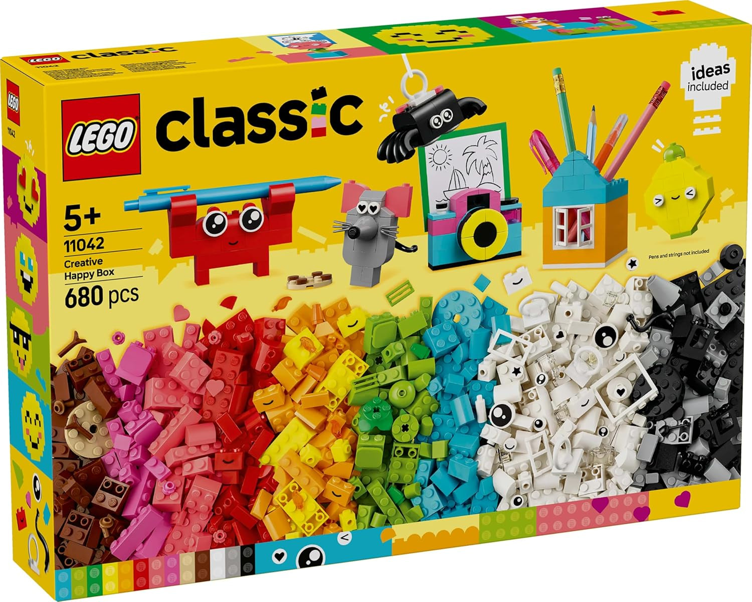 Scatola divertente creativa LEGO Classic, mattoncini da costruzione colorati per giochi di ruolo fantasiosi, set da costruzione per principianti, giocattoli per ragazze e ragazzi a partire da 5 anni, modelli ricostruibili 11042 Set da costruzione Besuche den LEGO-Store