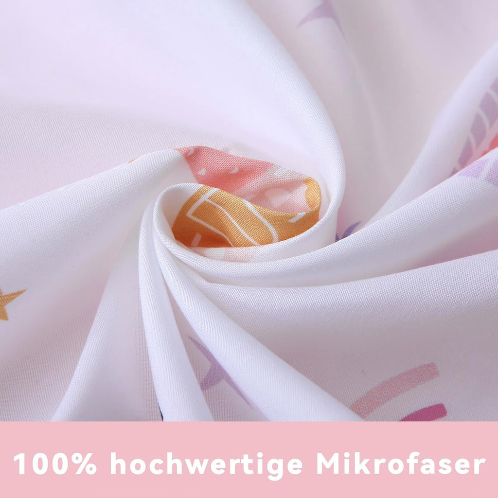 Fekohipy Bettwäsche 135X200 Mädchen Einhorn Kinderbettwäsche Rosa 3D-Druck Mikrofaser Regenbogen Kinder Bettbezug Mit Reißverschluss Und 1 Kissenbezug 80X80Cm 2-Teilige Kinderbettwäsche-Set Naty Shop