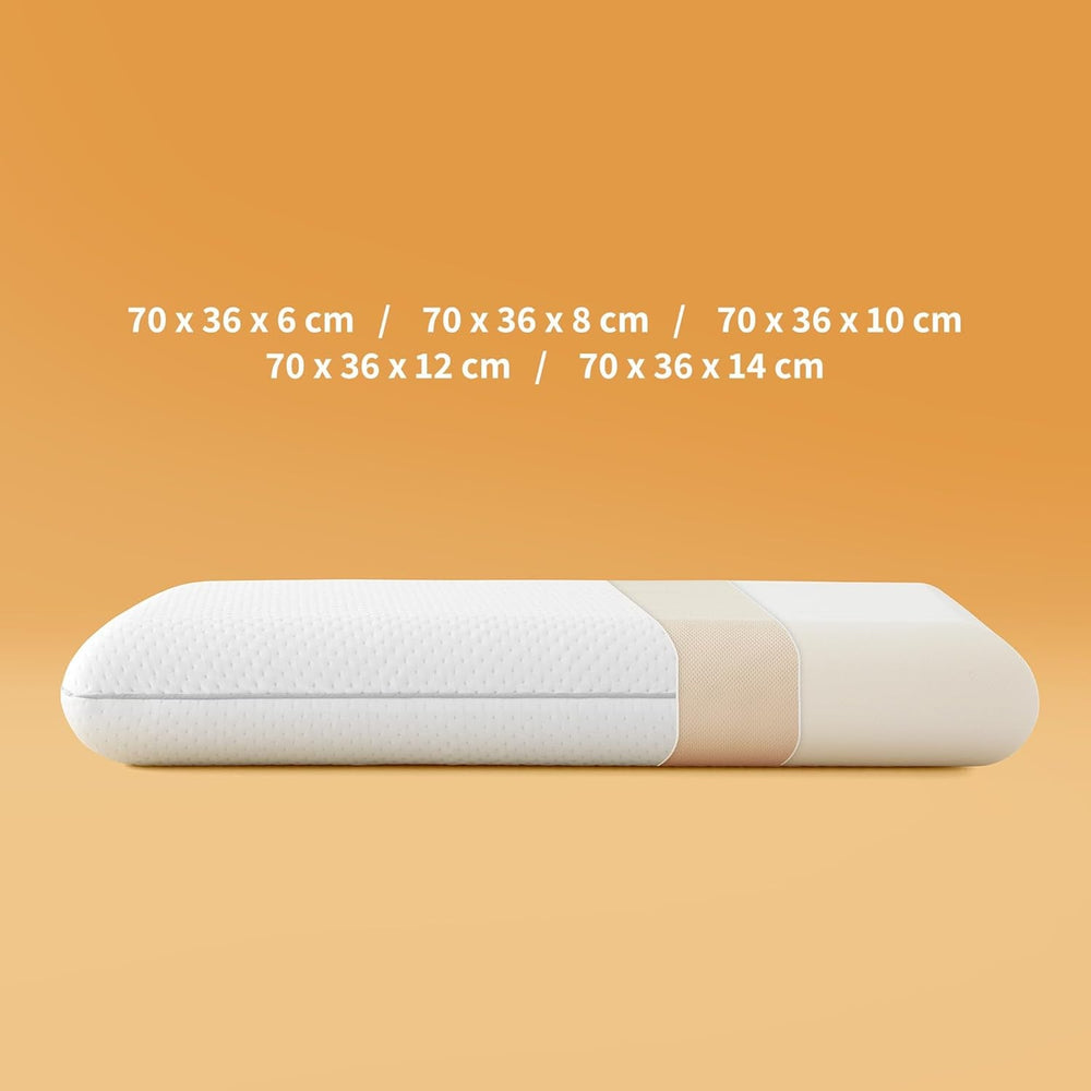 Pernă Sonive din spumă cu memorie 70x36x8cm, pernă cu fibre de bambus + față de pernă din poliester, pernă de gât pentru dureri de gât, pernă de dormit lavabilă și detașabilă, albă