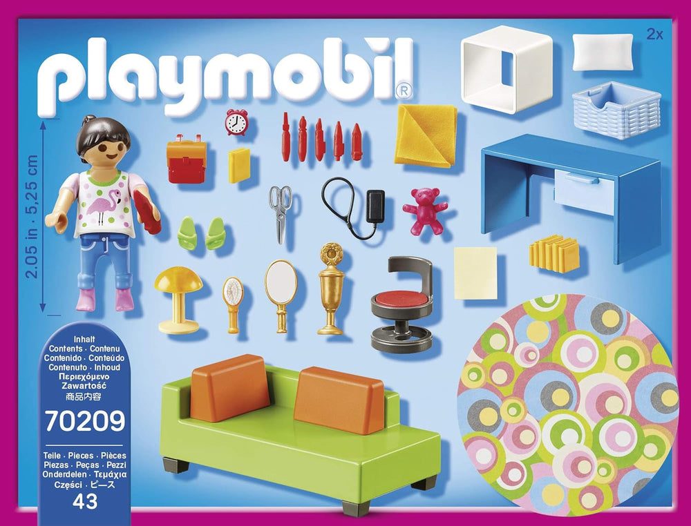 PLAYMOBIL casa delle bambole 70209 Stanza dei giovani con figura di ragazza e accessori, da 4 anni Case delle bambole Naty Shop