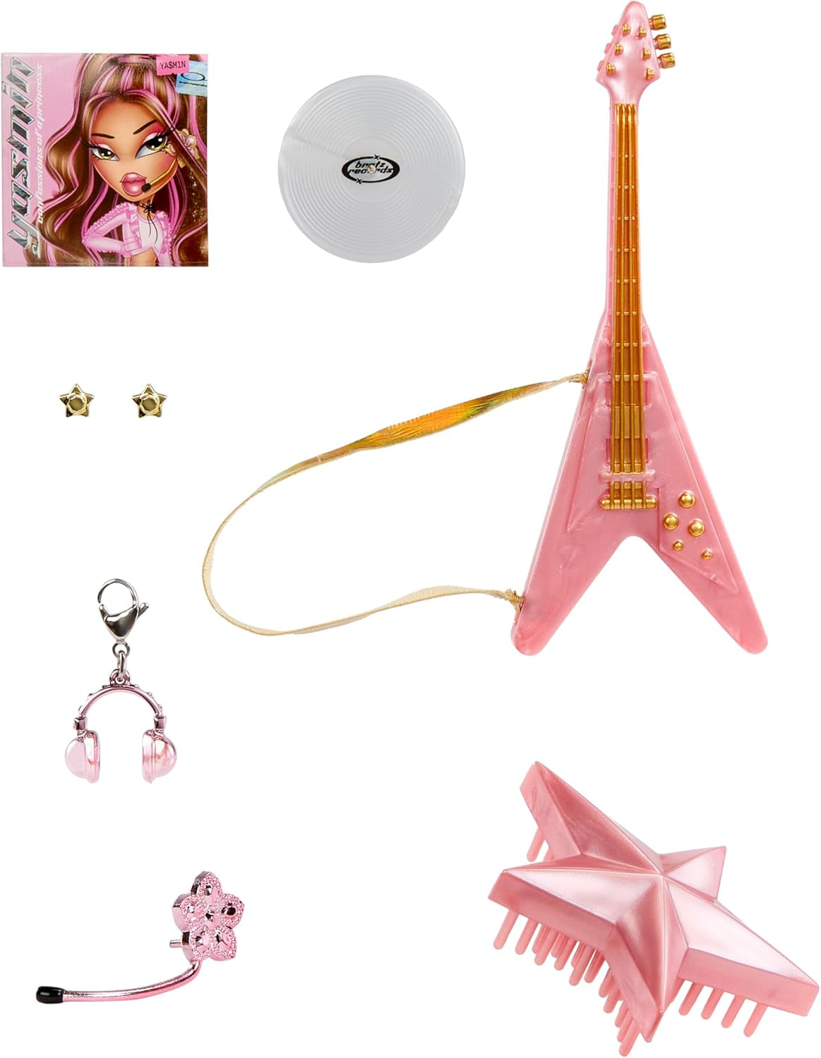 BRATZ Pop Starz Yasmin – Păpușă la modă cu talisman de colecție, ținută și accesorii muzicale