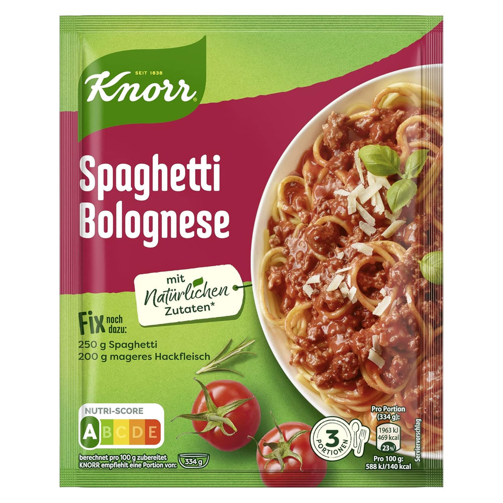 Knorr Fix Würzmischung Spaghetti alla Bolognese per un delizioso piatto di pasta con ingredienti naturali 40 g