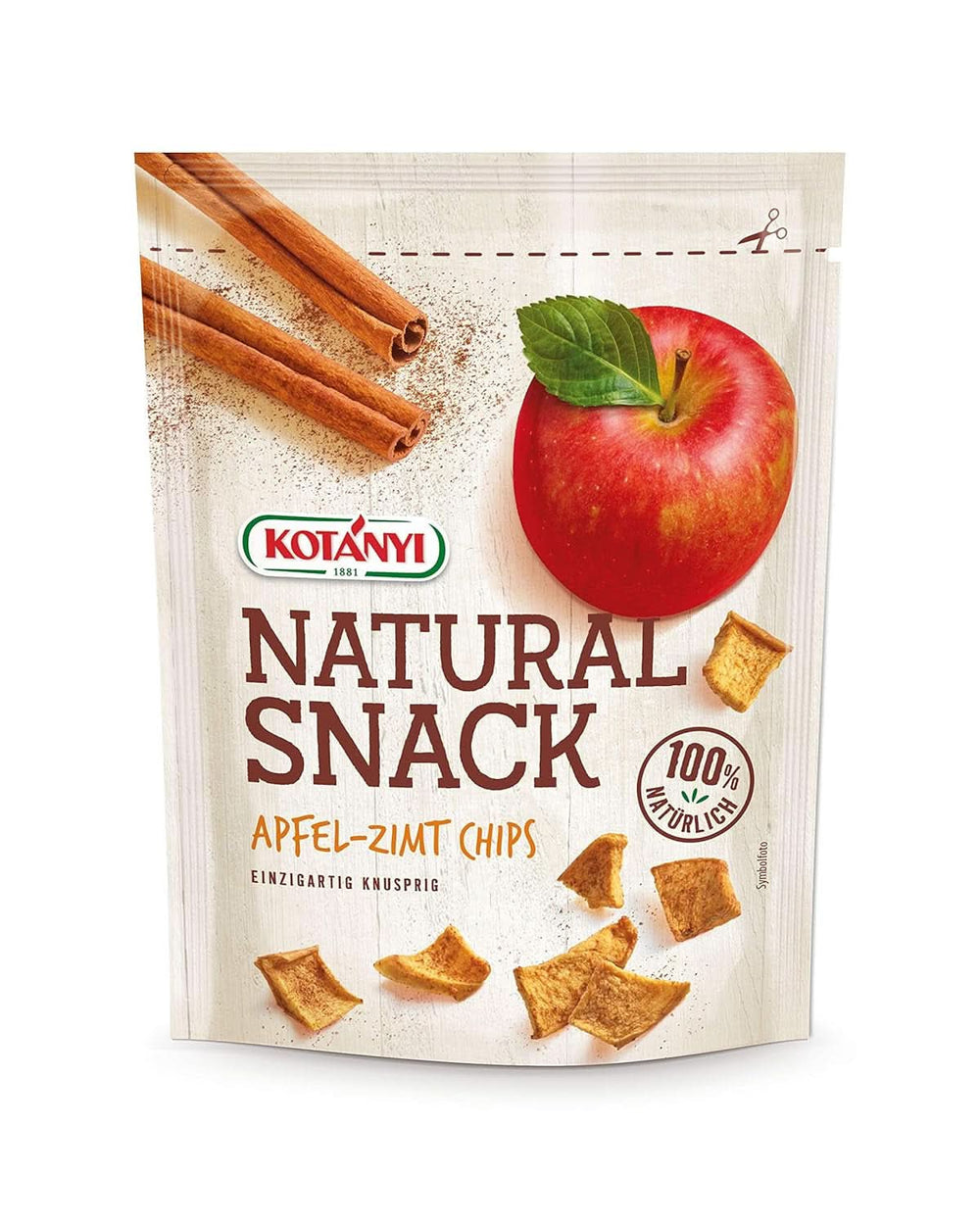 Pezzi di mela essiccata Kotanyi con cannella, 100% naturali, 9 x 40 grammi Prodotti disidratati Naty Shop