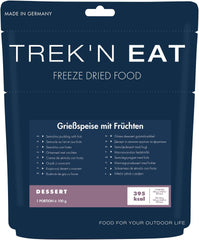 Trek'n Eat Budino di semola fruttato - Dessert cremoso e fruttato di semola per attività all'aperto, escursionismo e forniture di emergenza | Budino di semola pronto con acqua, a lunga conservazione, senza additivi